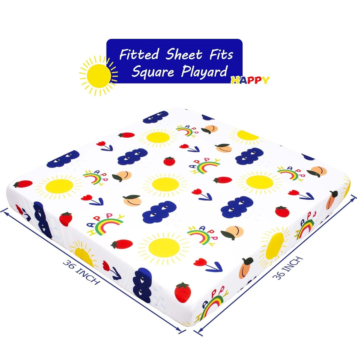 Cloele Square Playard Fitted Sheet 36x36, Ultra Soft Polyester Playpen Sheet for Baby & Pet, Dogs Pattern Pack and Play Crib Sheets, Portable Playard Mattress Cover