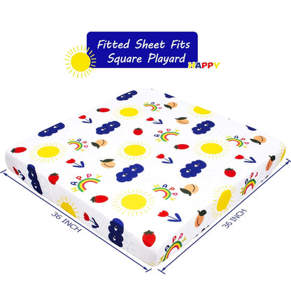 Cloele Square Playard Fitted Sheet 36x36, Ultra Soft Polyester Playpen Sheet for Baby & Pet, Dogs Pattern Pack and Play Crib Sheets, Portable Playard Mattress Cover