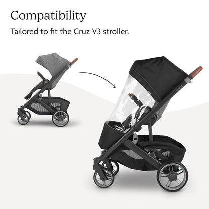 UPPAbaby Performance Rain Shield for Cruz V3 - Waterproof and Windproof Coverage - Ventilated Design - Quick Attachment - Easy Access to Child