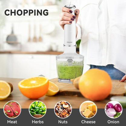Immersion Blender Handheld 5 in 1 Hand Blender, 1000W Hand Mixer Stick, BPA-Free 12 Speed Handheld Blender 304 Stainless, Beaker, Chopper, Whisk and Milk Frother, Soup, Smoothies, Baby Food, Sauce
