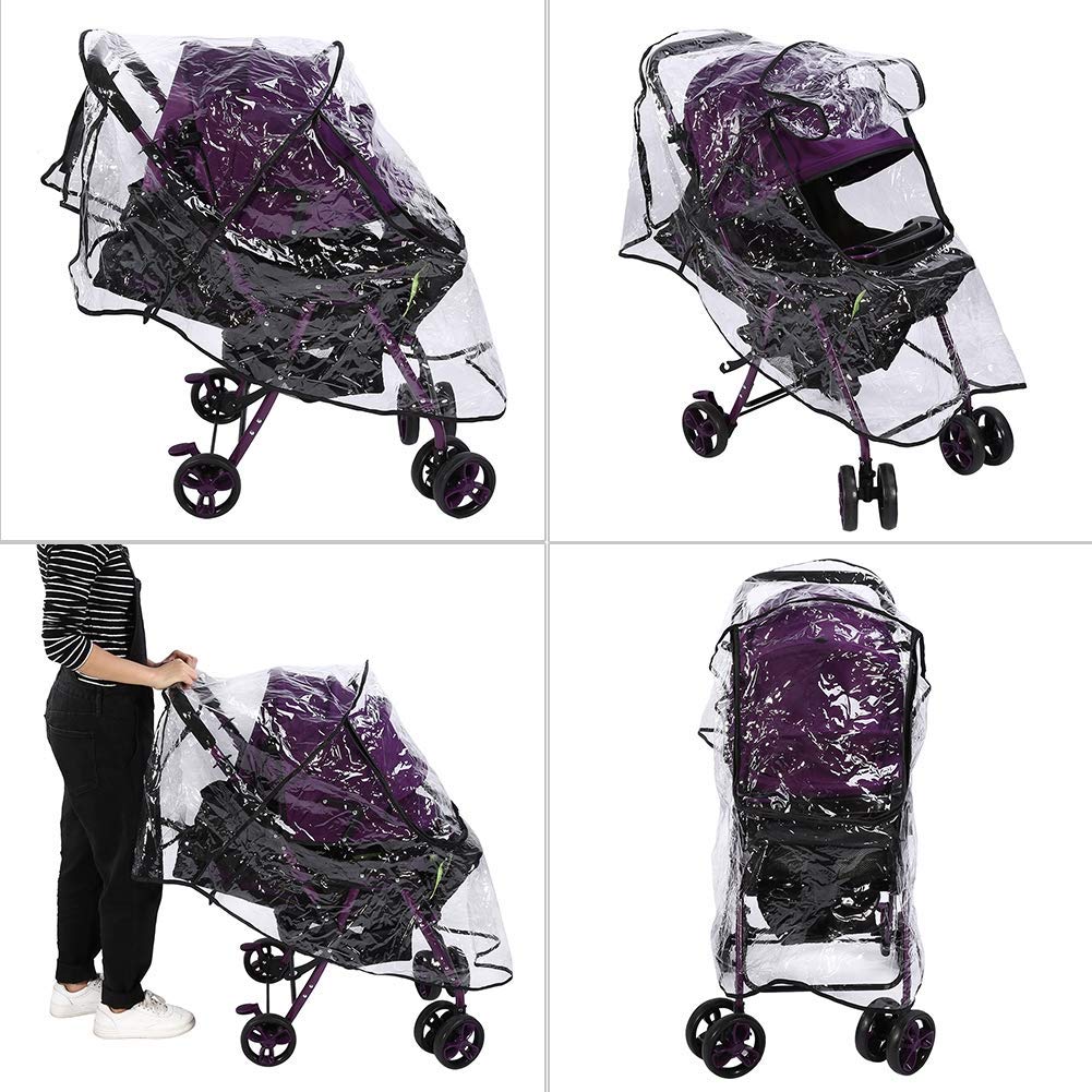 Baby Stroller Rain Cover, Universal Pram Accessory Front Opening Rain Cover PVC Transparent Wind Rain