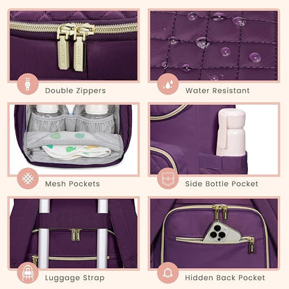 LOVEVOOK Diaper Bag Backpack Large Capacity Baby Bag with Portable Changing Pad, Multifunction Baby Travel Backpack