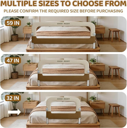 Bed Guard Rail for Toddlers - 32" Adjustable Heights & Folding up Portable Bed Railing for Baby - Toddler Bed Rails Guard for Crib, Twin, Bunk,Full Size, Queen & King Bed