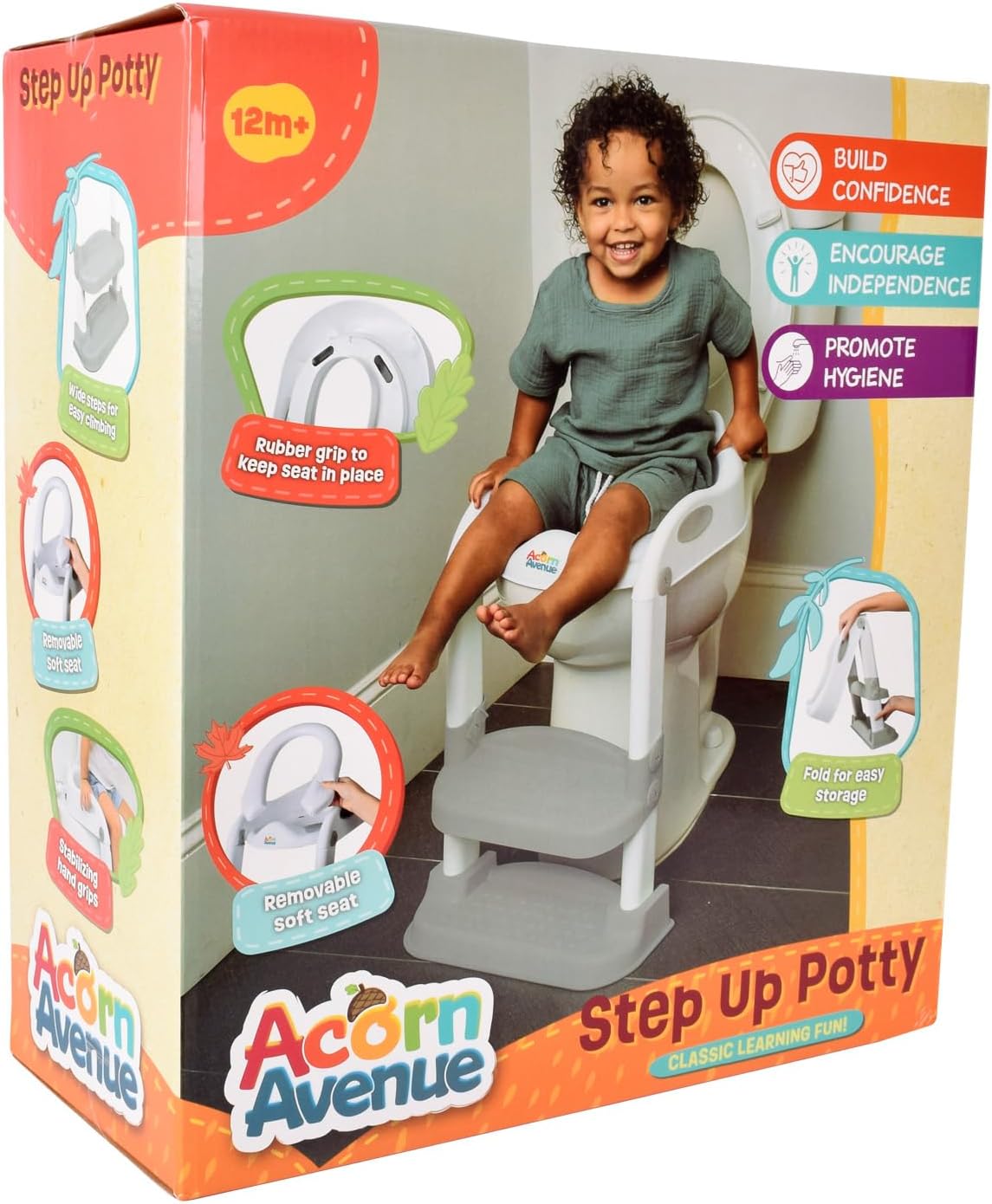 Step Up 2 N 1 Potty Training Seat, Upgrade Toddler Toilet Seat for Kids Boys Girls, Potty Training Toilet, Splash Guard Anti Slip Pad Step Stool