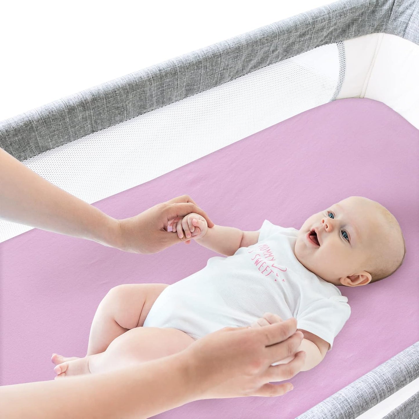 Bassinet Sheets Compatible with Bcol, bonbay, wayfong Baby Bassinet Bedside Sleeper, 100% Cotton, 2 Pack, Ultra Soft Bassinet Sheet for Baby, Gray