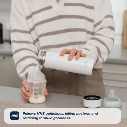 Nuby RapidCool Portable Baby Bottle Maker - with Milk Powder Dispenser and Digital Lid - Ideal for Travel Bottles and Night Feeds - Stainless Steel