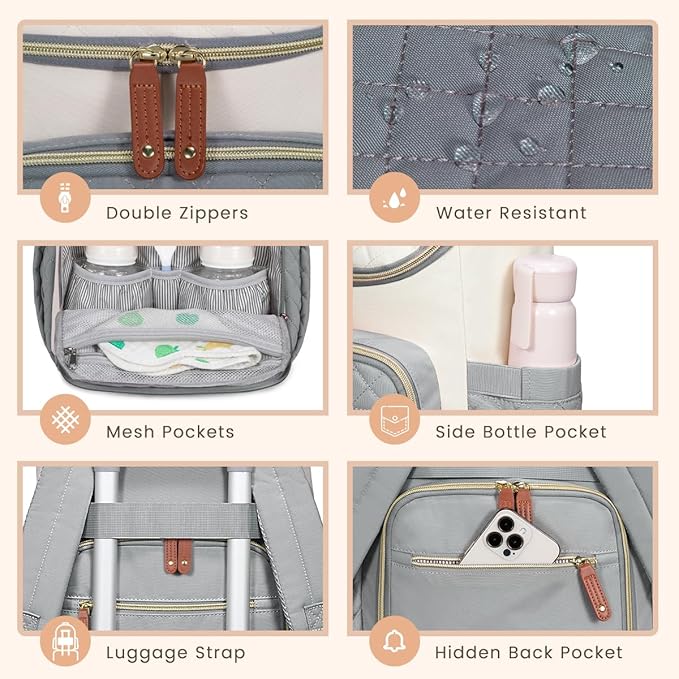 LOVEVOOK Diaper Bag Backpack Large Capacity Baby Bag with Portable Changing Pad, Multifunction Baby Travel Backpack