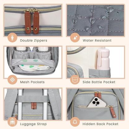 LOVEVOOK Diaper Bag Backpack Large Capacity Baby Bag with Portable Changing Pad, Multifunction Baby Travel Backpack