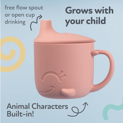 Nuby Animal Friend Silicone Round Bowl - Toddler Bowl - 6+ Months - Pink Whale Bowl