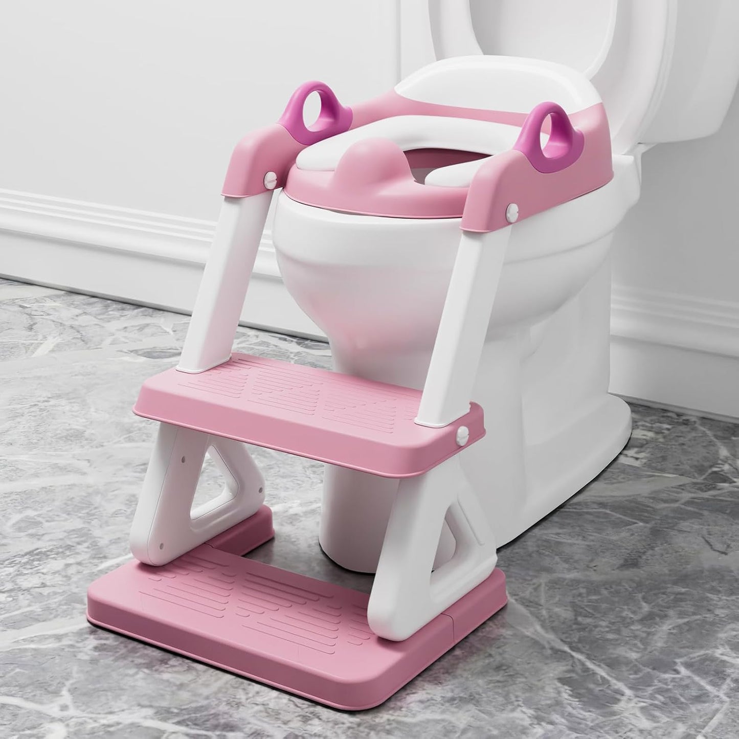 Potty Training Seat with Step Stool Ladder for Kids and Toddler,Wiifo Sturdy Potty Ladder with Soft Padded Cushion for Toddler Boys and Girls(Light Grey) 2025 New Version