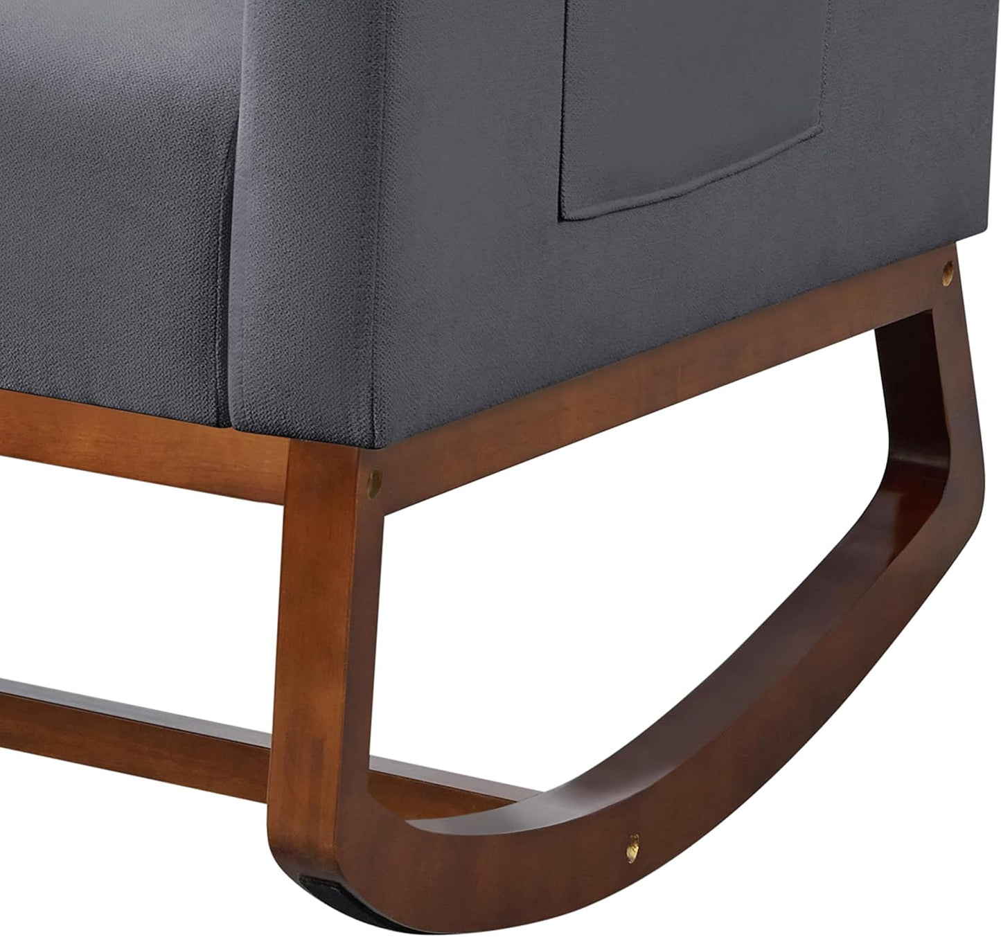 Topeakmart Nursery Rocking Chair, PU Leather Modern Accent Chair with Wood Legs Side Pocket Armchair Glider Rocker for Nursery Living Room Bedroom Lounge, Brown