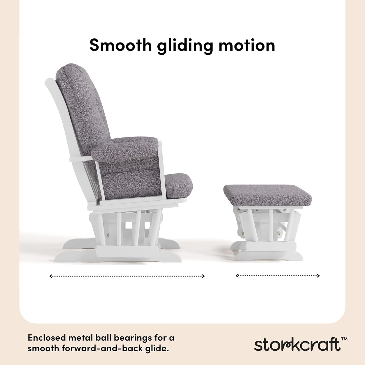 Storkcraft Tuscany Glider with Ottoman (Black/Gray) — GREENGUARD Gold Certified, Bonus Lumbar Cushion Included, Solid Wood Base, Smooth Motion, Award-Winning Nursery Rocking Chair, Glider and Ottoman