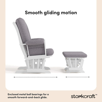Storkcraft Tuscany Glider with Ottoman (Black/Gray) — GREENGUARD Gold Certified, Bonus Lumbar Cushion Included, Solid Wood Base, Smooth Motion, Award-Winning Nursery Rocking Chair, Glider and Ottoman