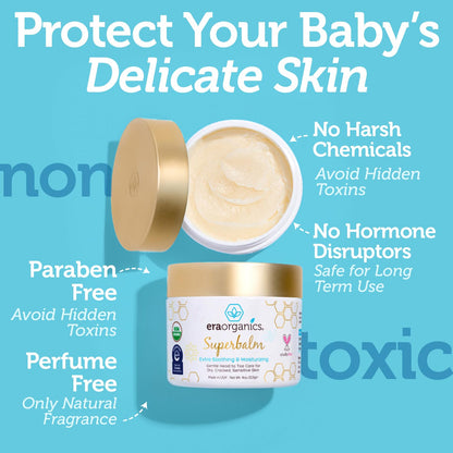Era Organics Healing Ointment for Babies - USDA Certified Organic Natural Moisturizer Gentle on Sensitive Skin Prone To Baby Eczema, Cradle Cap (Infant Seborrheic Dermatitis), Rashes, Hives and More