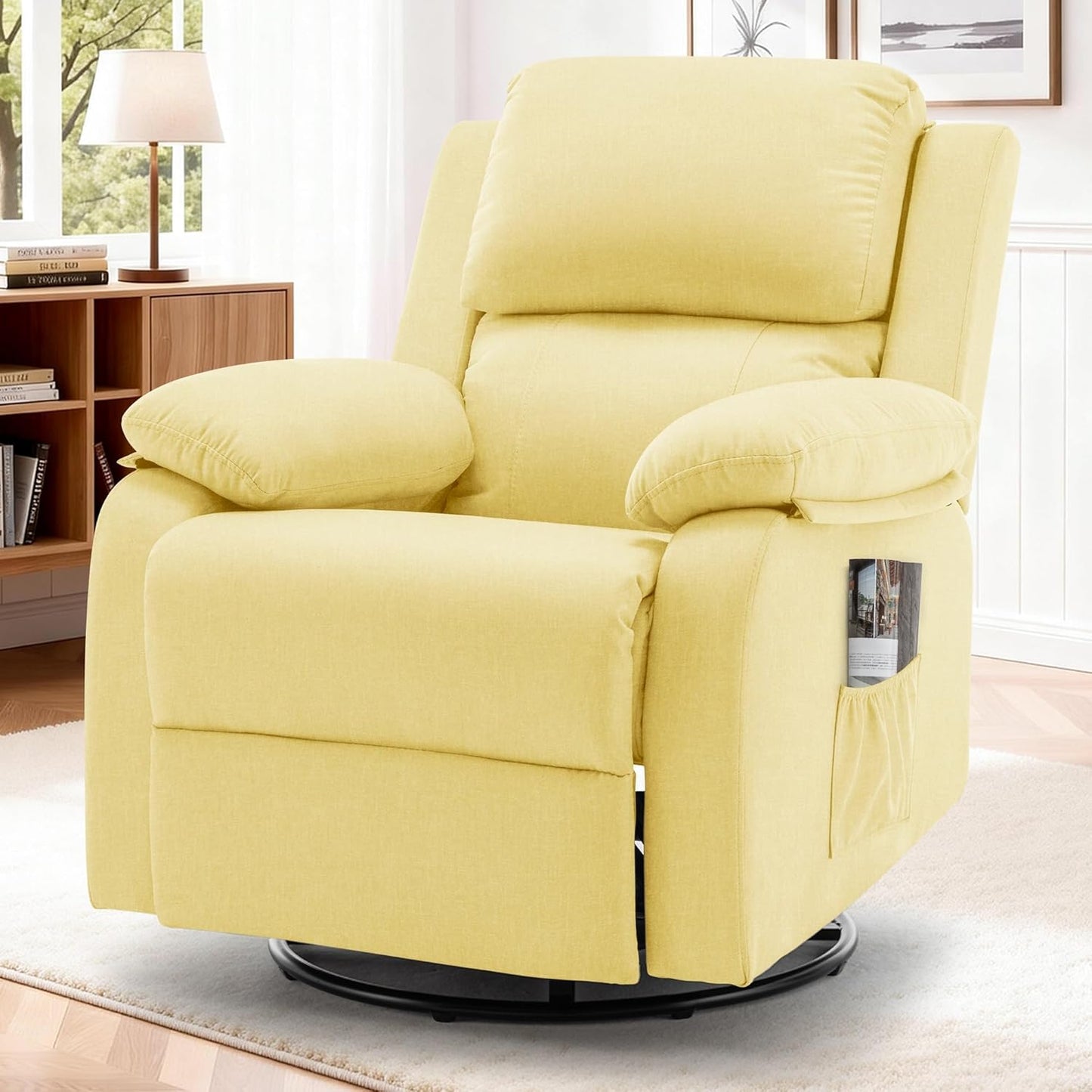 Korser Recliner Chair, 360 Swivel Rocker Chair for Adults, Small Rocking Recliner for Small Spaces, Upholstered Fabric Glider Recliner Nursery