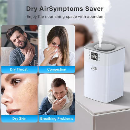 JRD 4L Humidifiers for Bedroom, Cool Mist Humidifier for Large Room, 40H Runtime, 360° Nozzle, Night Light for Home, Office, Baby Nursery, Plants（Black）