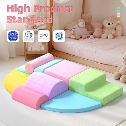 8 Piece Toddler Climbing Blocks，Soft Play Climbing Toys Indoor for Toddlers Ideal Crawling and Exploration Play Set for Baby Gym/Toddler Playground (Macaron Color, 8pcs)