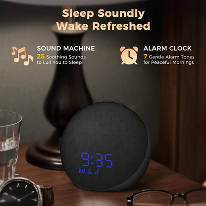 Sound Machine Alarm Clock for Bedroom: 25 Natural Sleep Sounds - White Noise Machine for Adults Kids Baby - Gentle Wake Up Alarm with Bluetooth Speaker - Putty