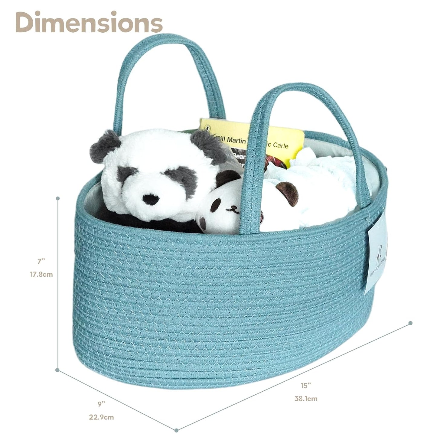 luxury little Diaper Caddy Organizer, Large Cotton Rope Nursery Baby Basket, Changing Table Organizer for Baby Diaper Storage, Portable Car Organizer Removable Divider (Off White, Large)