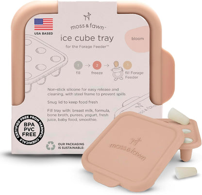 Moss and Fawn Ice Cube Tray - Forage Feeder Freezer & Teething Popsicle Mold for Breast Milk, Formula, Bone Broth, Purees, & Baby Food - BPA, Lead, & PVC-Free - Fern