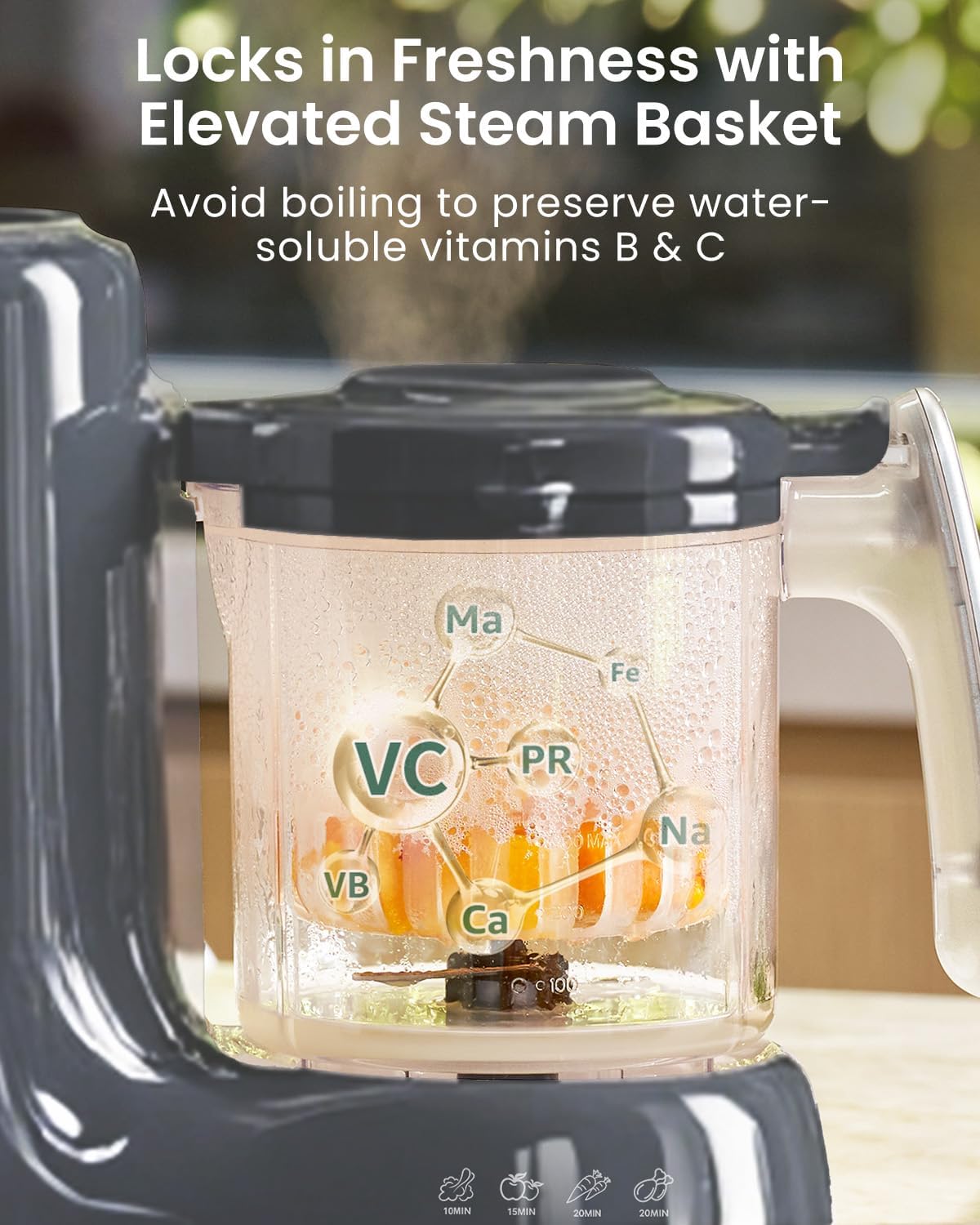 Grownsy Baby Food Maker with Steam Basket, One Step Baby Food Processor Steamer Puree Blender Grinder Mills Machine, Auto Cooking Grinding and Sterili-zing for Healthy Homemade Baby Food, Blue