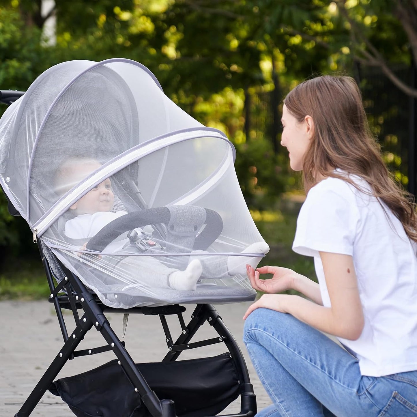 DUOMI 2-in-1 Stroller Sun Shade and Mosquito Net Cover - Universal Breathable Baby Cover With Two-Way Zipper for Extender
