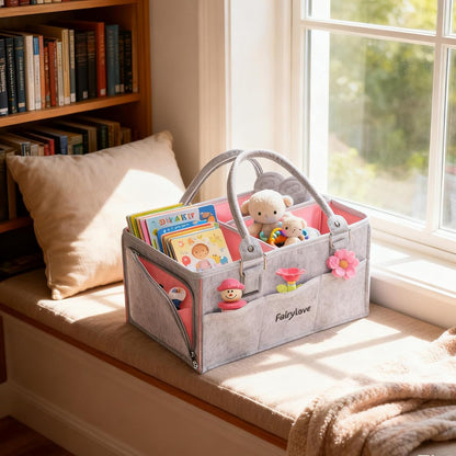 Large Baby Diaper Caddy Organizer - Nursery Storage Basket Tote Bag, Portable Diaper Storage Bin for Changing Table, Car Caddy, Baby Shower Gifts Newborn Essentials