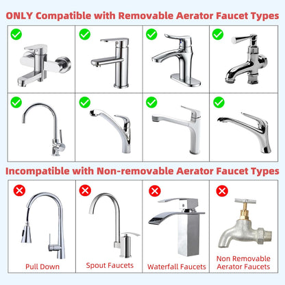 Hibbent Sink Faucet Hose Sprayer Attachment with 10 Adapters - Dual Function Handheld Bidet, Rinser & Shower Head - for Feminine Hygiene, Baby Diaper Cleaning & Pet Bathing