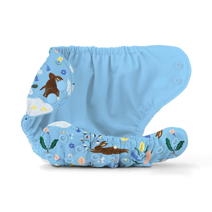 Esembly Cloth Diaper Cover - Reusable Swim Diaper, Waterproof, Breathable - Adjustable Outer Layer Over Absorbent Inner for Blowout Protection - Sea Glass, Size 2 (18-35lbs)