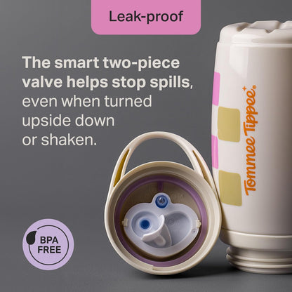 Tommee Tippee Insulated 9oz Sporty Spout Toddler Water Bottle, No Spill, Sippy Cups for Toddlers 1-3, Two-Piece Valve Helps Stop Spills, Green & Teal, BPA Free, Pack of 2