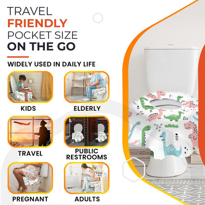 20 Extra Large Toilet Seat Covers Disposable for Kids & Adults-Toilet Covers Disposable for travel-Toddler Toilet Seat Cover Liners for Potty Training-Individually Wrapped-Waterproof (Bees)