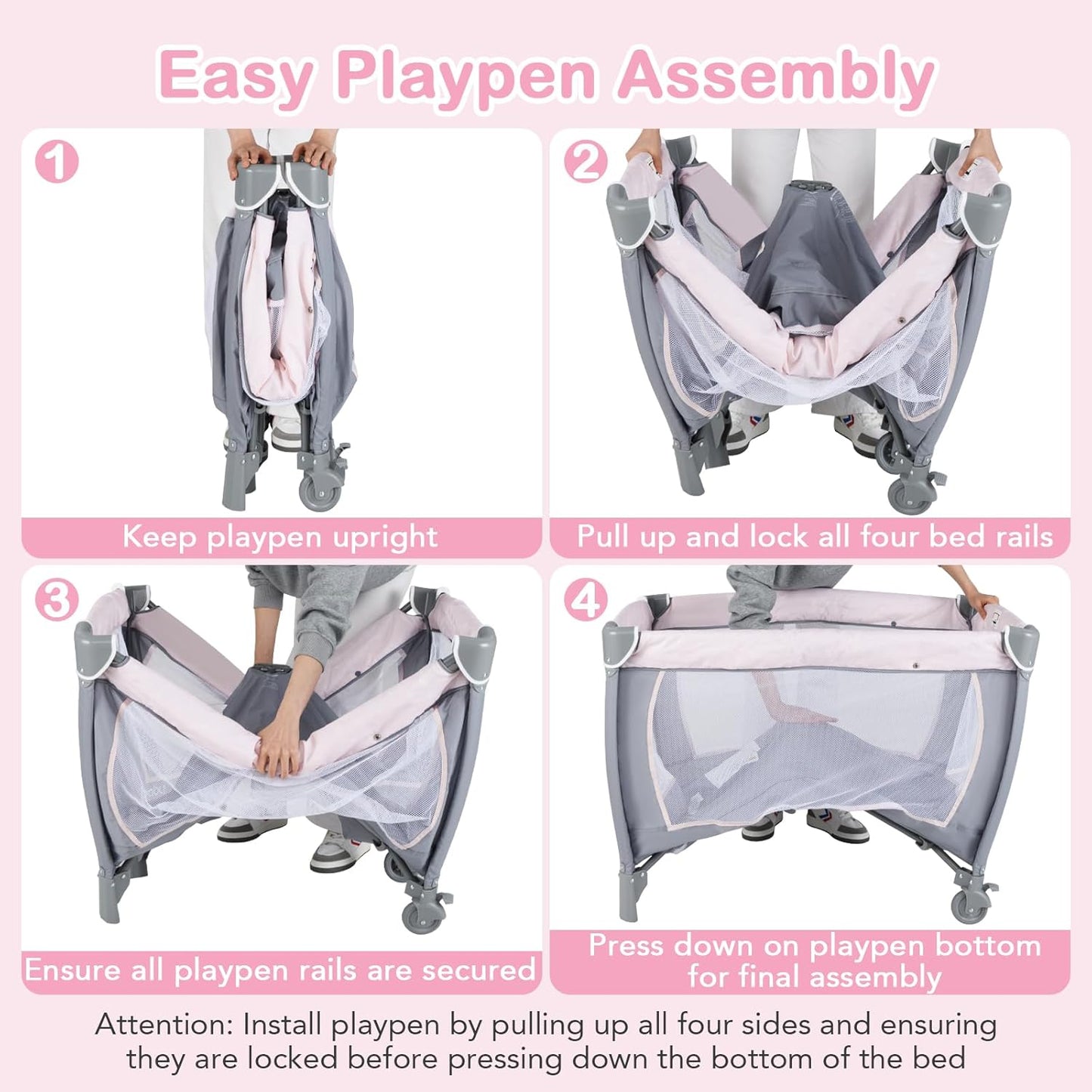 HONEY JOY Pack and Play, 5 in 1 Portable Infant Playpen with Bassinet & Changing Table, Storage Bag, Music Box, Toys, Carry Bag, Nursery Center, Baby Playard Pack n Play Crib for Boys Girls