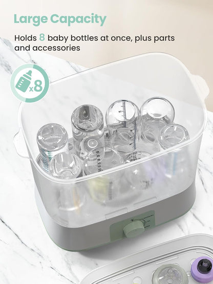 Grownsy Adjustable 4 in 1 Large Bottle Sterilizer and Dryer, 8 Bottles Capacity,Electric Steam Baby Bottle Sterilizer, Sanitizer for Baby Bottles & Pacifiers, Breast Pump Parts