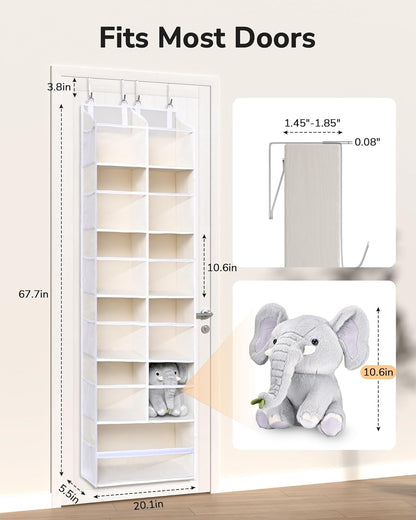 ULG 1 Pack Over Door Organizer with 5 Large and 10 Mesh Side Pockets, 44 lbs Weight Capacity Hanging Storage with Clear Window Kids Toys, Shoes, Diapers, Dark Grey, 5 Layers