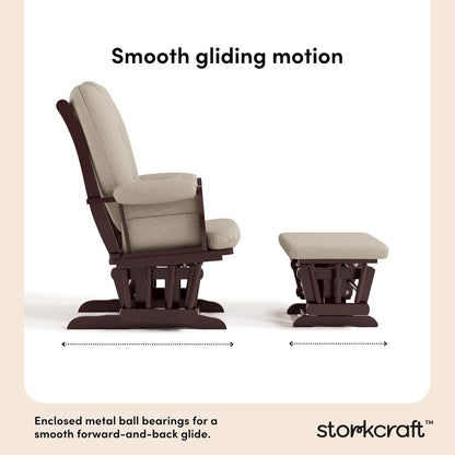 Storkcraft Tuscany Glider with Ottoman (Black/Gray) — GREENGUARD Gold Certified, Bonus Lumbar Cushion Included, Solid Wood Base, Smooth Motion, Award-Winning Nursery Rocking Chair, Glider and Ottoman