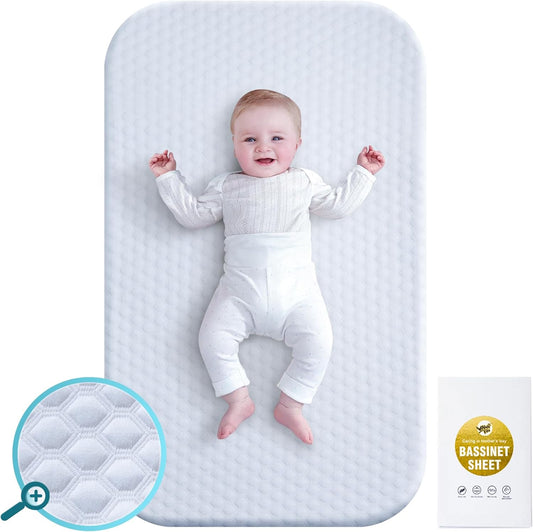 VaVaSoo Rocking Bassinet Sheet Fitted, Ultra Soft Bassinet Mattress Protector, 1 Pack