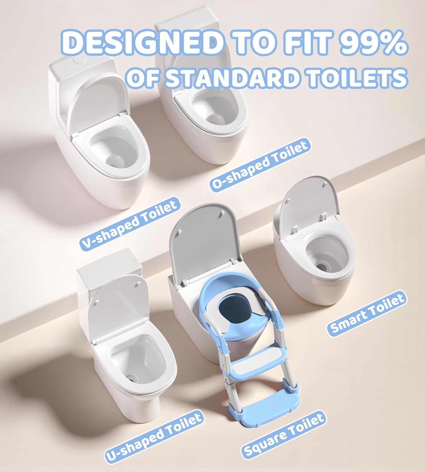 2-in-1 Toddler Potty Training Toilet Seat with Step Stool Ladder – Adjustable Height Potty Chair Urinal for Baby Boys Girls Age 1-3, Foldable Training Potty with Splash Guard & Anti-Slip Feet, Grey