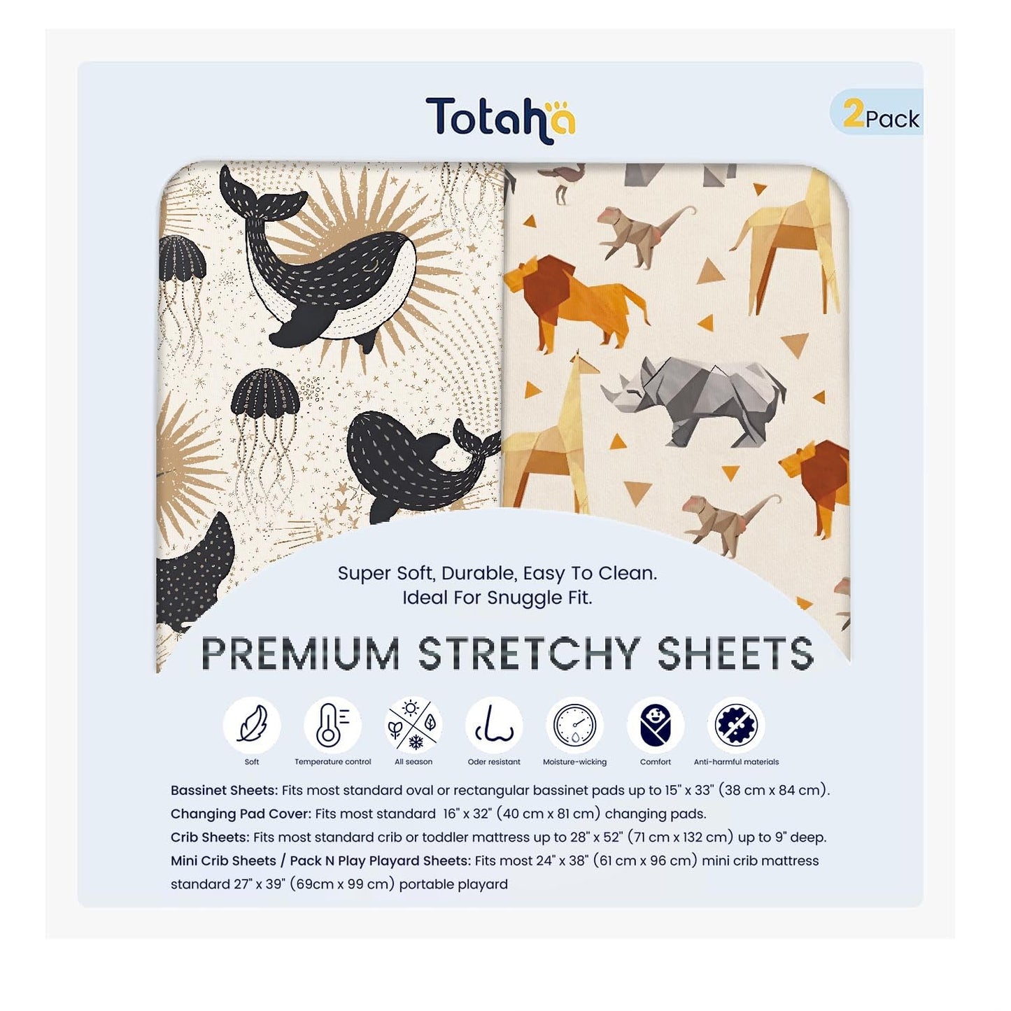 TotAha Premium Stretchy Bassinet Sheets for Baby Girl, Silky Comfort Cradle Sheets Fitted 18 x 36 for Oval, Rectangular, Hourglass Mattress, Hypoallergenic, Buttery Soft 2-Pack (Floral & Pale Pink)