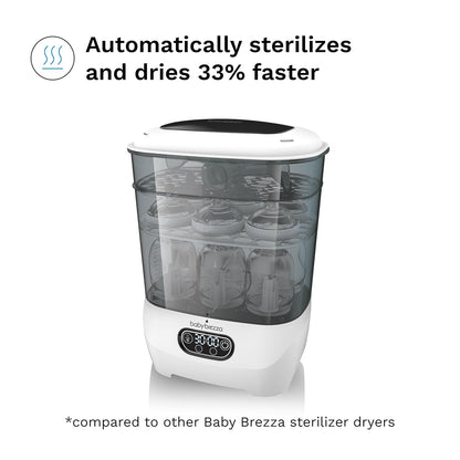 Baby Brezza Bottle Sterilizer and Dryer Advanced – 33% Faster - Largest Capacity Steam Sanitizer - Universal Sterilization Machine for All Bottles + Pump Parts - HEPA Air Filter