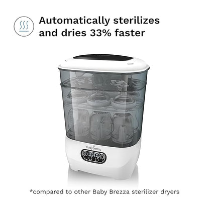 Baby Brezza Bottle Sterilizer and Dryer Advanced – 33% Faster - Largest Capacity Steam Sanitizer - Universal Sterilization Machine for All Bottles + Pump Parts - HEPA Air Filter