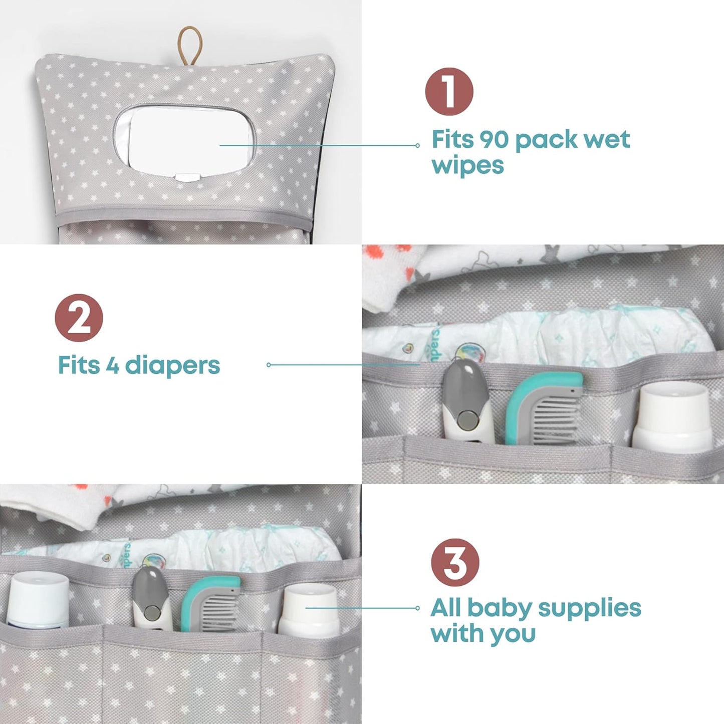 HAMUR Baby Diaper Bag Organizer – Travel-Friendly, Compact & Foldable | Stroller Pouch for Newborn Essentials – Must-Have for Boys & Girls (Leaves)