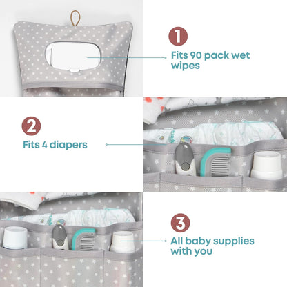 HAMUR Baby Diaper Bag Organizer – Travel-Friendly, Compact & Foldable | Stroller Pouch for Newborn Essentials – Must-Have for Boys & Girls (Leaves)