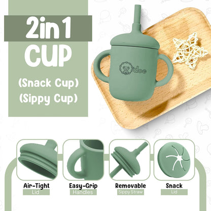 O'doe 17-Piece BPA-Free Silicone Baby Feeding Set | Thick & Soft Suction Plates, Baby Bowls, Wooden Fork & Spoon, and More | Make Mealtime Fun and Easy for Your Little One (Purple, V2)
