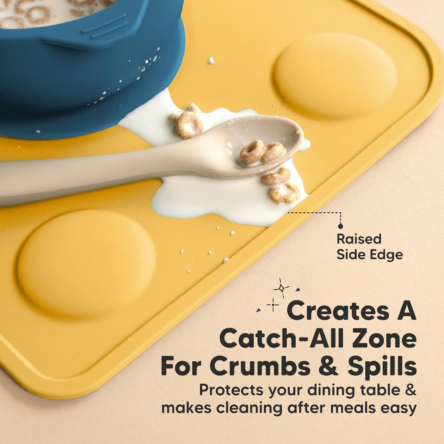 KeaBabies 2pk Silicone Placemats for Toddlers, Kids - 12x9 Non Slip Suction Baby Silicone Placemat for Restaurants, Dining Table,Travel, Easy to Clean, Food Grade/BPA-Free,Small Baby Table Mat(Slate)
