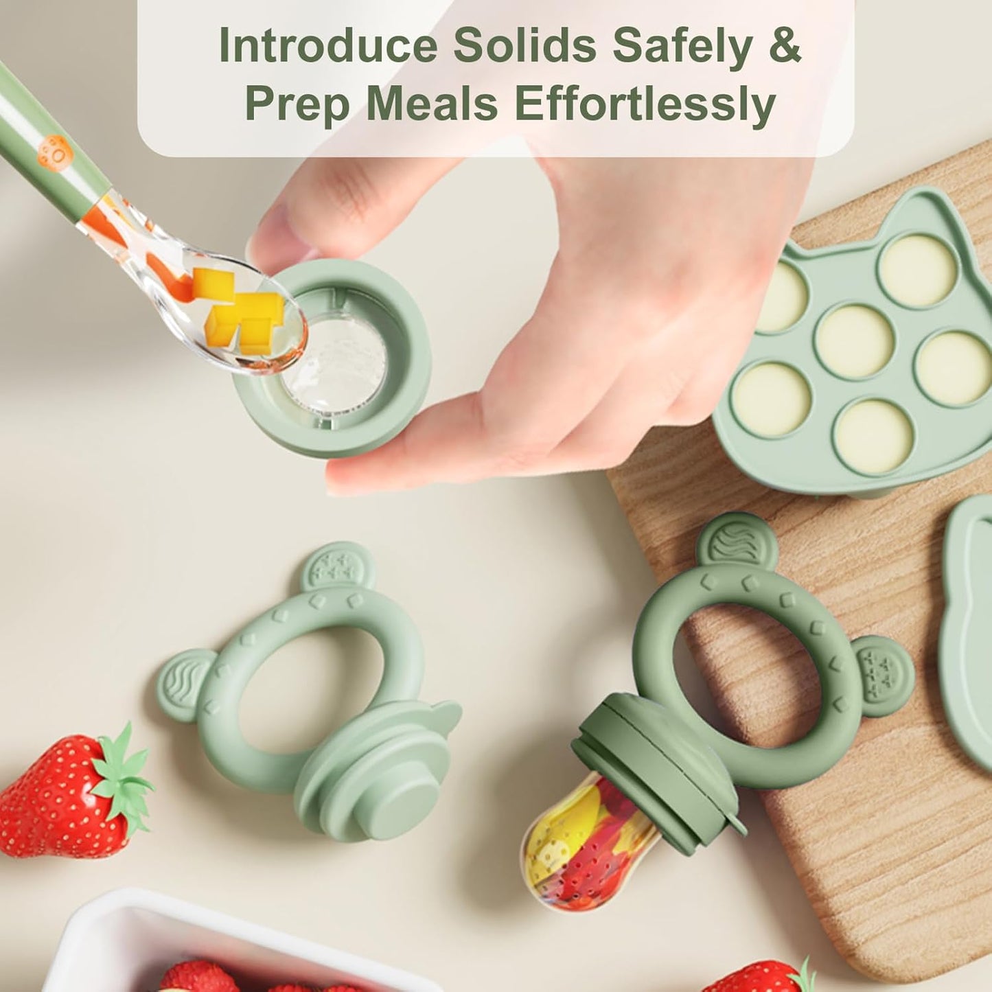WAJIAYON Baby Breastmilk Popsicle Molds & Baby Fruit Feeder (4 Pack), Infant Food Freezer Tray Storage Containers, Silicone Teething Pacifier Feeder and Teether for Babies,Boys and Girls-Pink&Purple