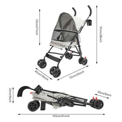 Pet Gear Travel Lite Plus Stroller,Compact Portable Jogger All Terrain Travel Pet Gear, Foldable Lightweight Durable Pet Stroller for Small To Medium Pets Dogs And Cats up to 15 pounds (Gray)