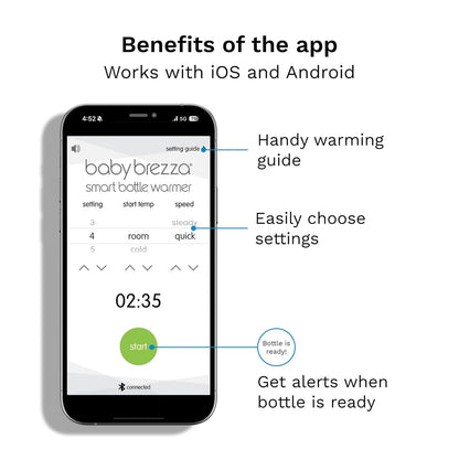 Baby Brezza Smart Baby Bottle Warmer, Breastmilk Warmer + Defroster – Free App - Different Temperatures for Breastmilk + Formula - Universal Fit for All Bottles + Milk Bags - Calentador de Biberones
