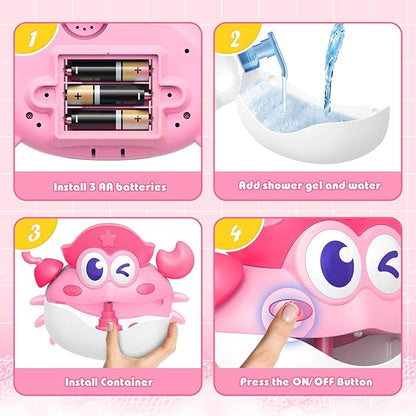 Bath Toys,Light Up Baby Bath Toys Bath Bubble Machine with Colourful RGB Light Great Birthday for Toddler Boys and Girls Tub Toy for Kids Ages 1-3 4-8
