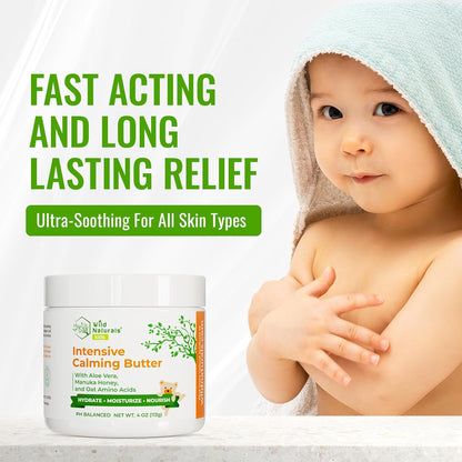 Baby Eczema Cream - Moisturizer for Dry, Itchy, Sensitive Skin & Diaper Rash - Long-Lasting Body Butter Lotion for Calming & Itch Relief (4oz)