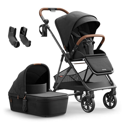 MAMAZING Air Lux Baby Stroller, Carbon Fiber Frame Only 15.8lbs, Compact Fold Toddler Stroller with Reversible Seat with Infant Insert, Included UPF 50+ Canopy, Large Storage Basket & Car Seat Adapter